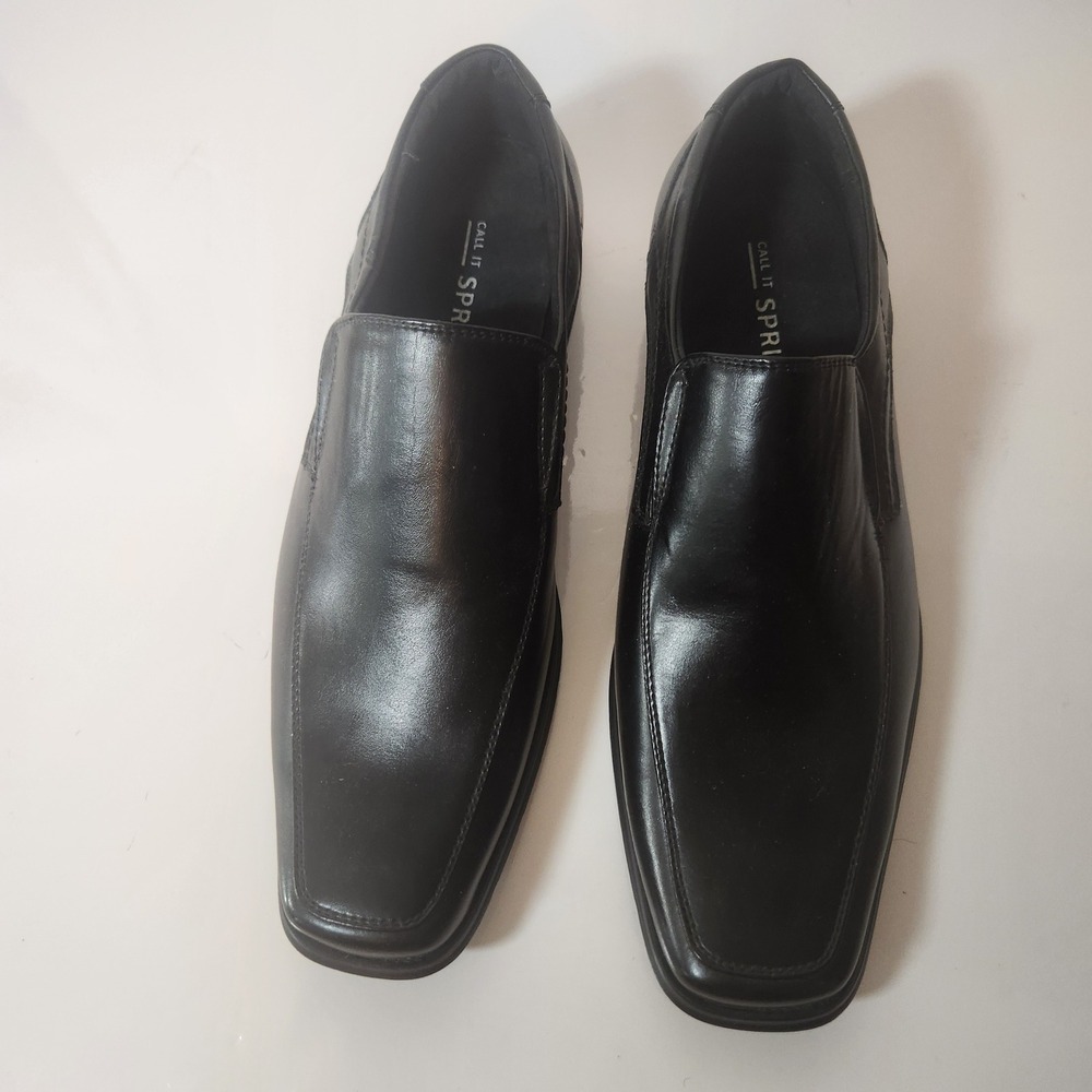 Call It Spring Mens Black Square Toe Slip On Loafers Size 9 Dress Shoes